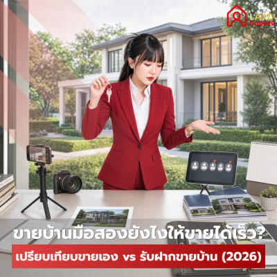 ขายบ้านมือสองยังไงให้ขายได้เร็ว เปรียบเทียบขายเอง vs รับฝากขายบ้าน (2026)